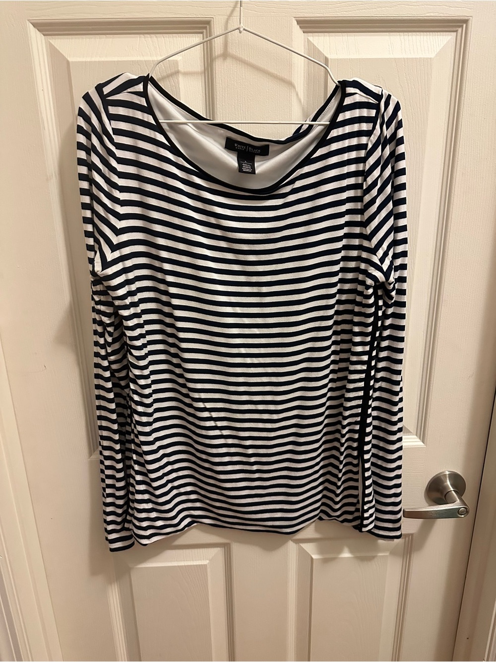 White House Black Market Black & White Striped Long Sleeve Top